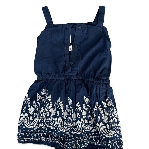 Janie and Jack sleeveless border print pom pom romper merchant marine girls 3T - Picture 6 of 12